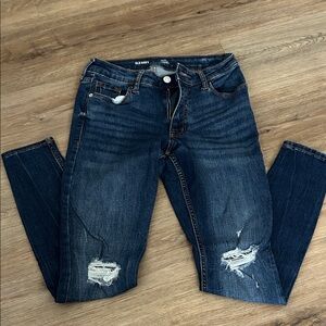Old Navy Women's Dark Blue Ripped Skinny Jeans